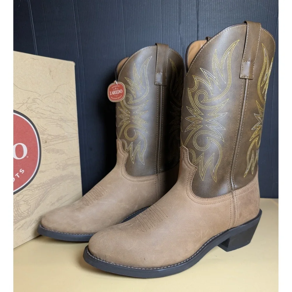 Laredo Mens Boots 4242 Trucker Paris Cowboy Oiled Cow Hide 9.5 EW NWB